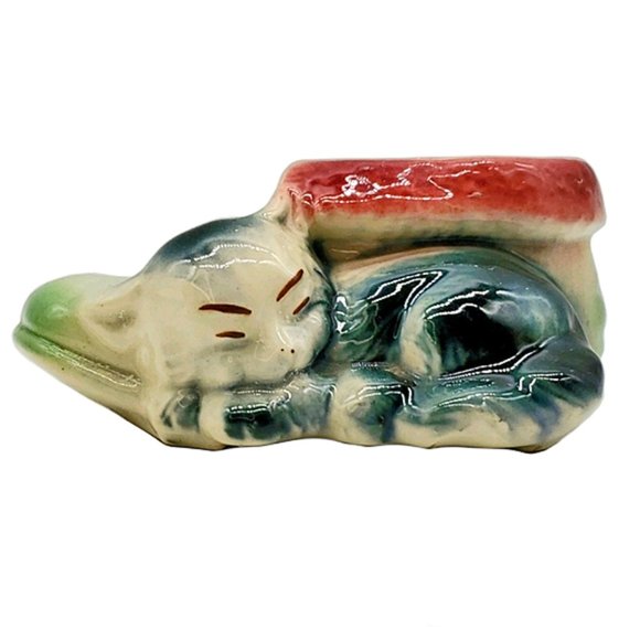 Sleeping Kitten/Cat Shoe Boot Planter Napping VTG - Picture 1 of 5